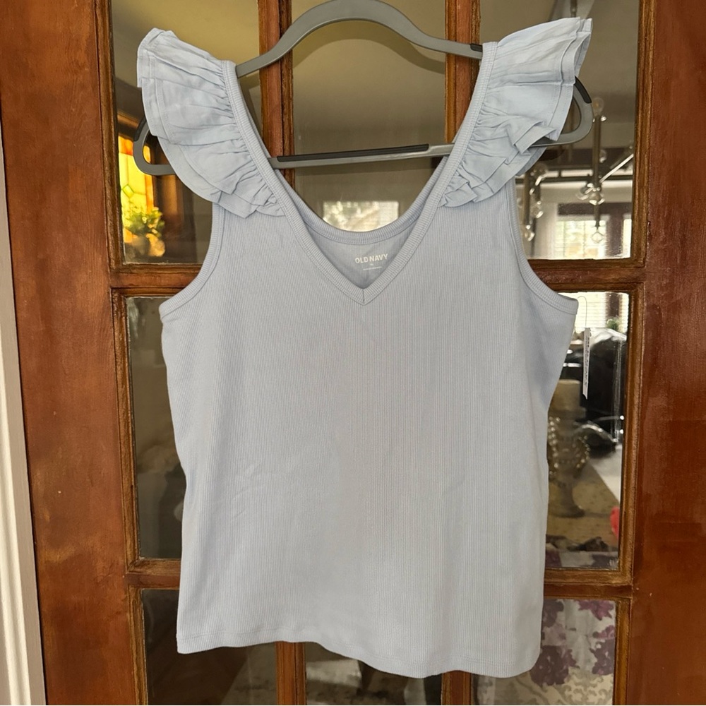 Old Navy Sky Blue Ruffle Tank Top